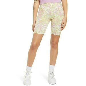 BP High Waist Bike Shorts in Purple Green Spacey